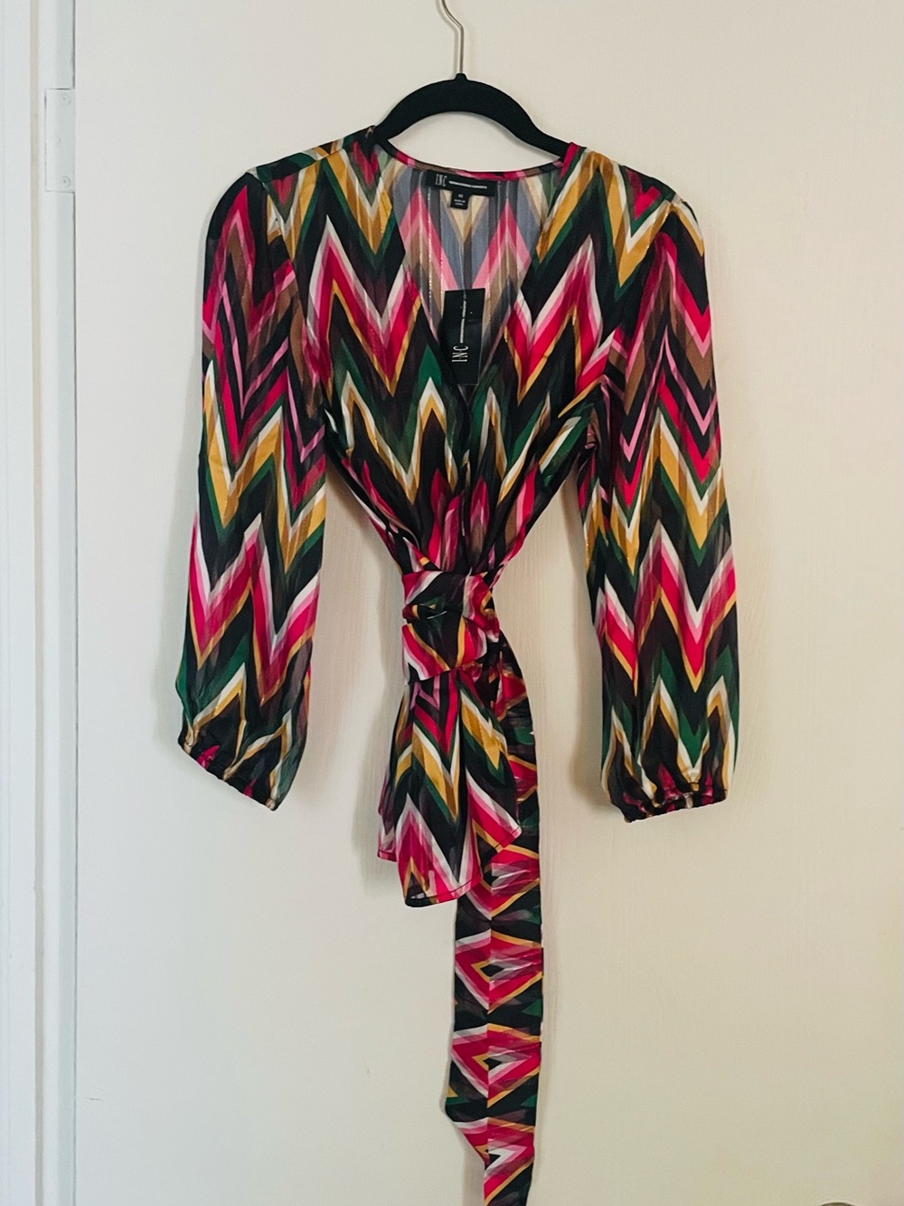 Multi-Color Chevron Wrap Blouse